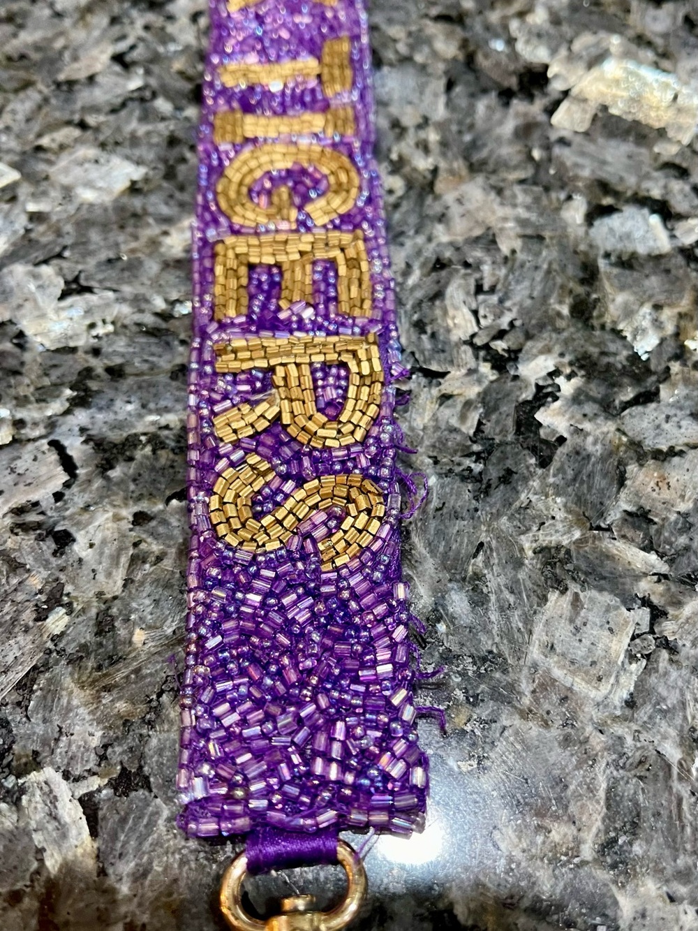 Beaded LSU ‘Geaux Tigers' Purple Crossbody Purse Replacement Strap - Picture 7 of 7